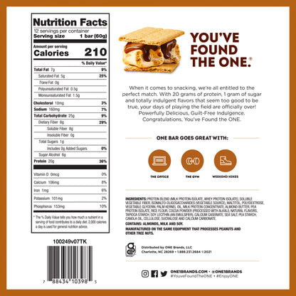 One Protein Bar, S'Mores, 20G Protein, 12 Count