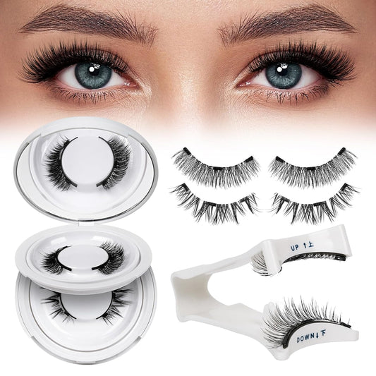 Magnetic Eyelashes with Applicator 2 Pair Reusable Magnetic Eyelashes No Glue Needed Magnetic Eyelashes Cat Eye Natural Look Magnetic Lashes Kit Easy to Wear and Remove(Magnetic Eyelashes-A03)