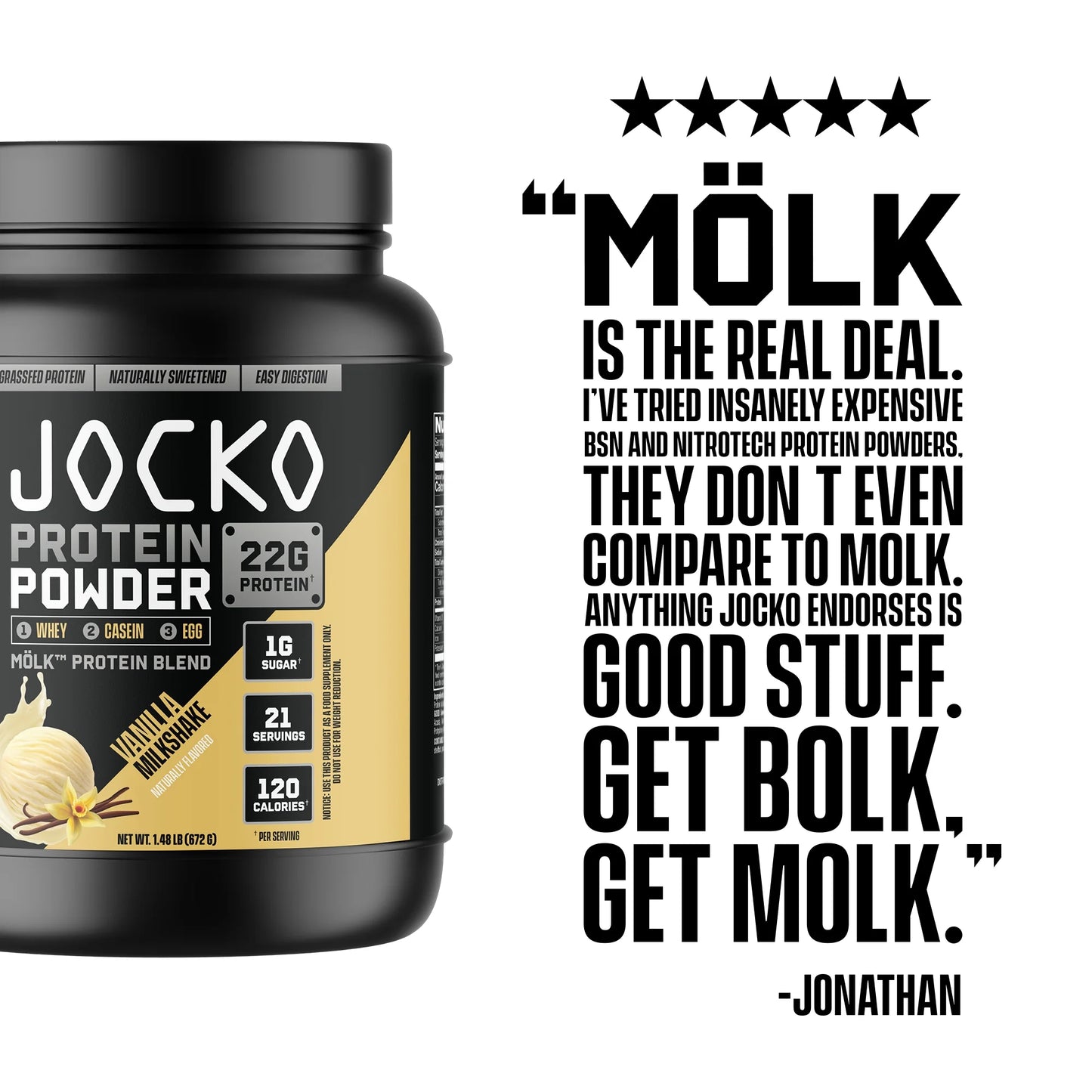 Jocko Mölk Vanilla Protein Powder, 21 Servings