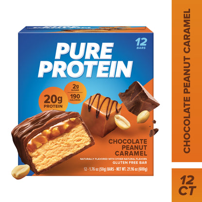 Bars, Chocolate Peanut Caramel, 20G Protein, Gluten Free, 1.76 Oz, 12 Count