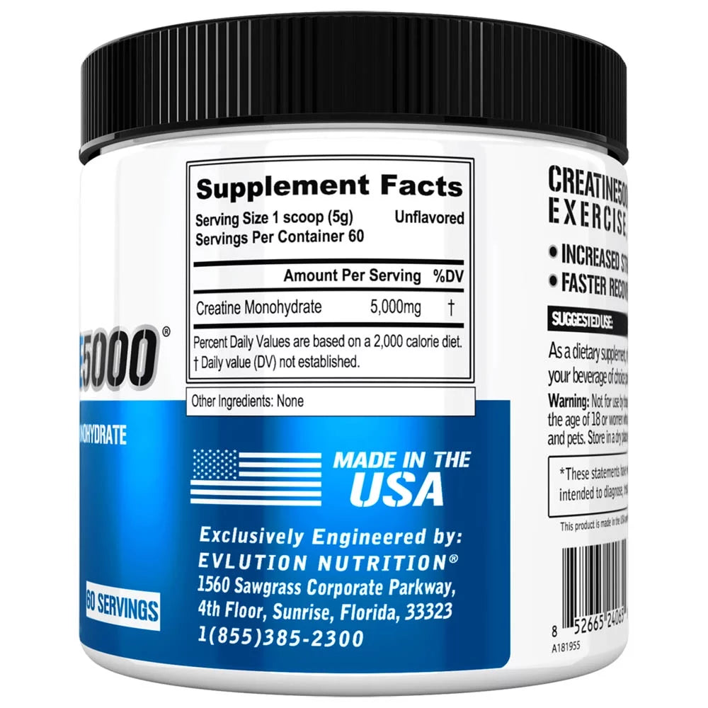 Creatine Monohydrate Powder 5000Mg Unflavored 60 Servings - Creatine Supplement to Boost Recovery & Build Muscle