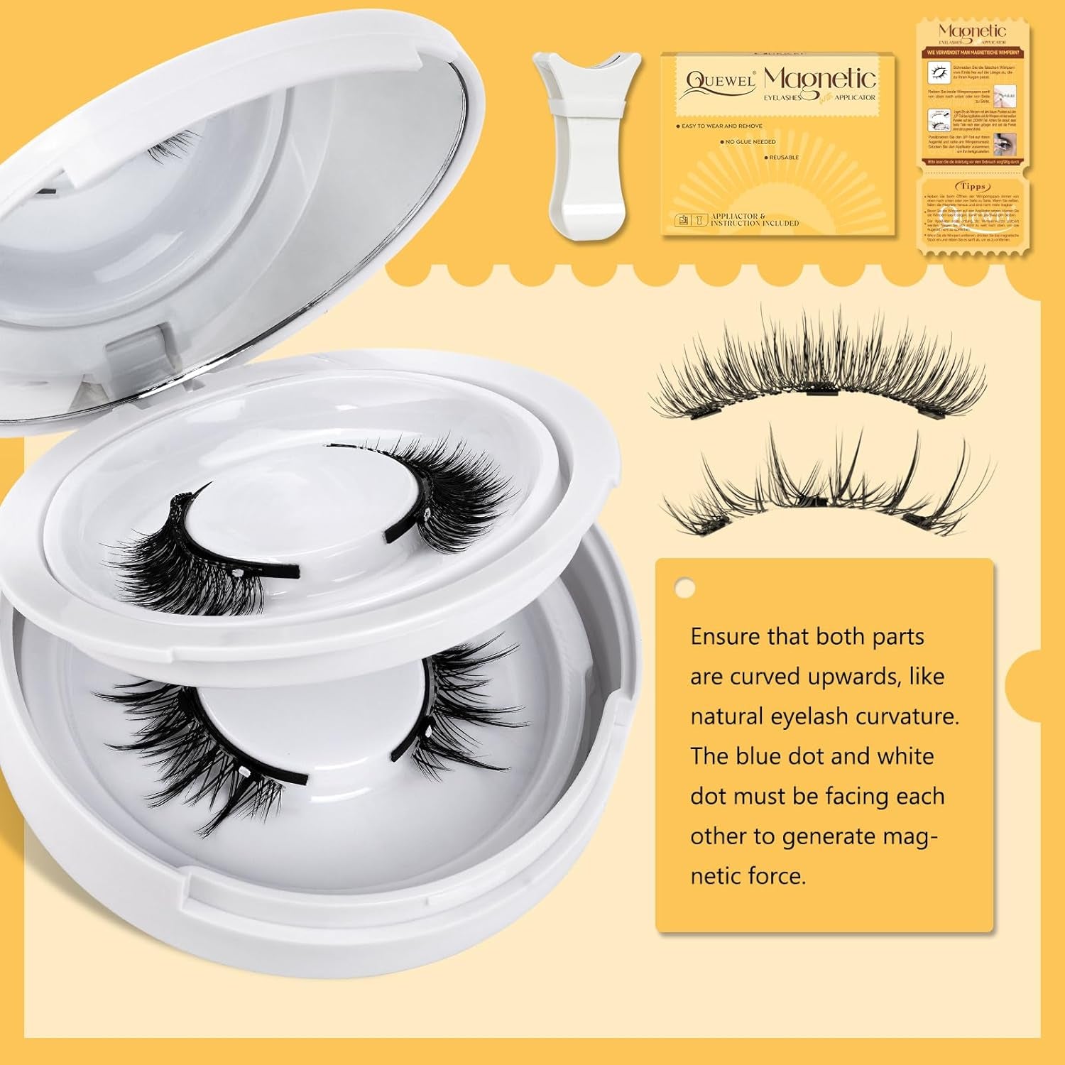 Magnetic Eyelashes with Applicator 2 Pair Reusable Magnetic Eyelashes No Glue Needed Magnetic Eyelashes Cat Eye Natural Look Magnetic Lashes Kit Easy to Wear and Remove(Magnetic Eyelashes-A03)