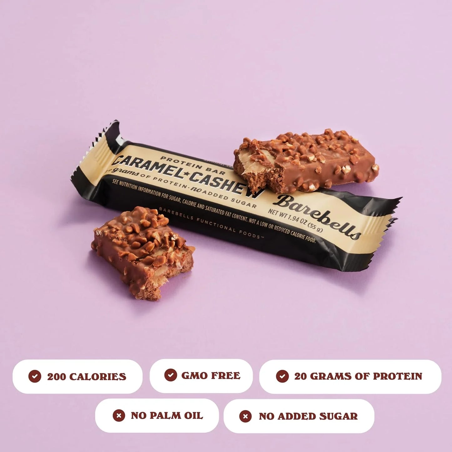 Protein Bars with 20G High Protein, 1.9Oz Bars, Caramel Cashew - 12 Count