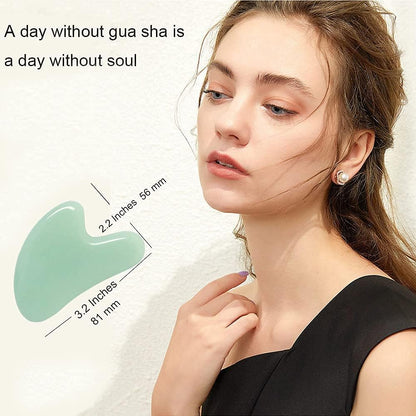 Gua Sha Facial Tools, 2 Pack Jade Gua Sha Tool for Face, Guasha Skin Care Tool, Natural Jade Gua Sha Massage Tool, Scraping and Spa Acupuncture Therapy to Lift, Decrease Puffiness and Tighten